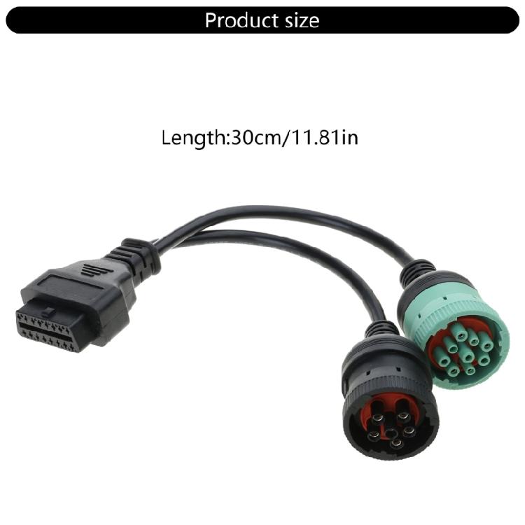 9+6pin to 16Pin Y Cable for Truck Adapter OBD J1939 J1708 J1587 Vehicles Diagnostic Adapter Converter Cable