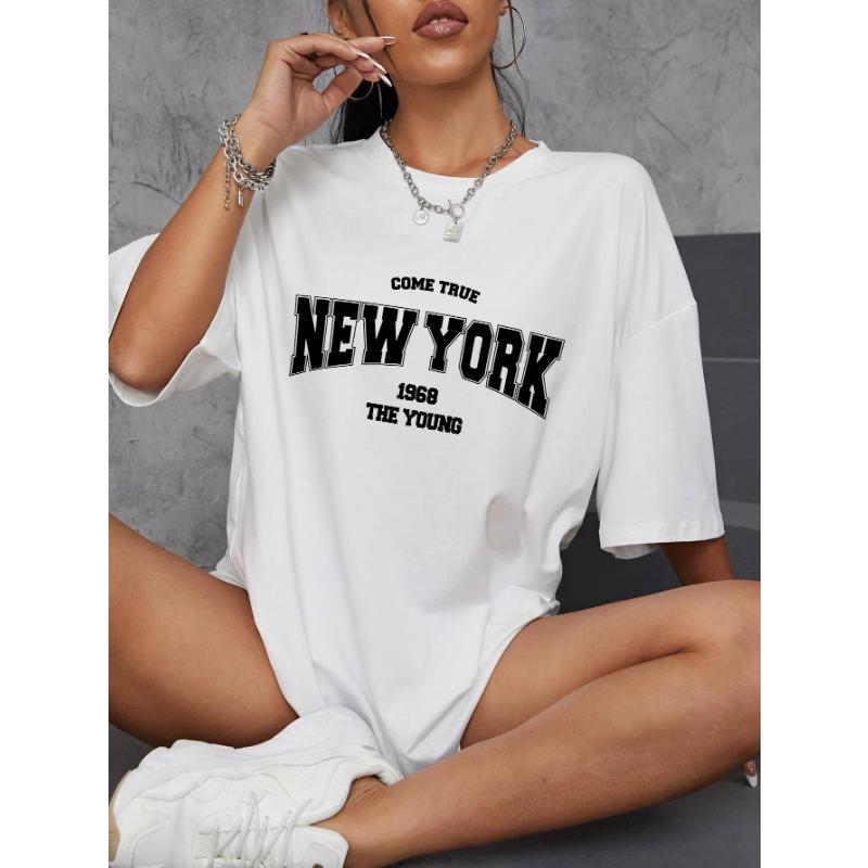 When 1968 The New York Is Young Woman T shirt Girl Oversize Daily Top Female Creativity Streettshirt Individual Casual Clothes
