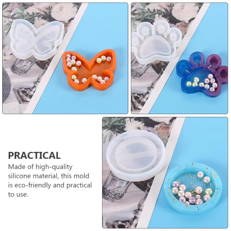 5 Pcs Crystal Clear Epoxy Resin Mold Durable Silicone Storage Box Maker White Silica Gel Circle Kitchen Organizer Reusable