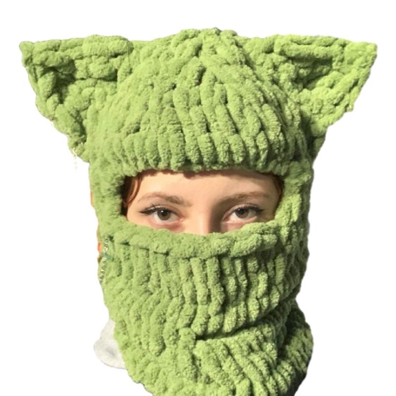 Girls Cat Ear Hat Y2K Knitted Hat Cute Cat Ear Gifts Warm Hat Adult Children Knitted Chenille Yarn Halloween Photo Props