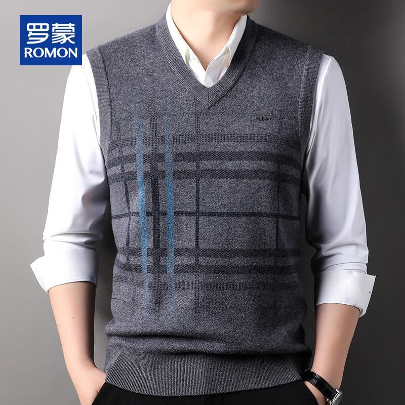 ROMON Men's 100% Pure Wool V-Neck Sweater Vest