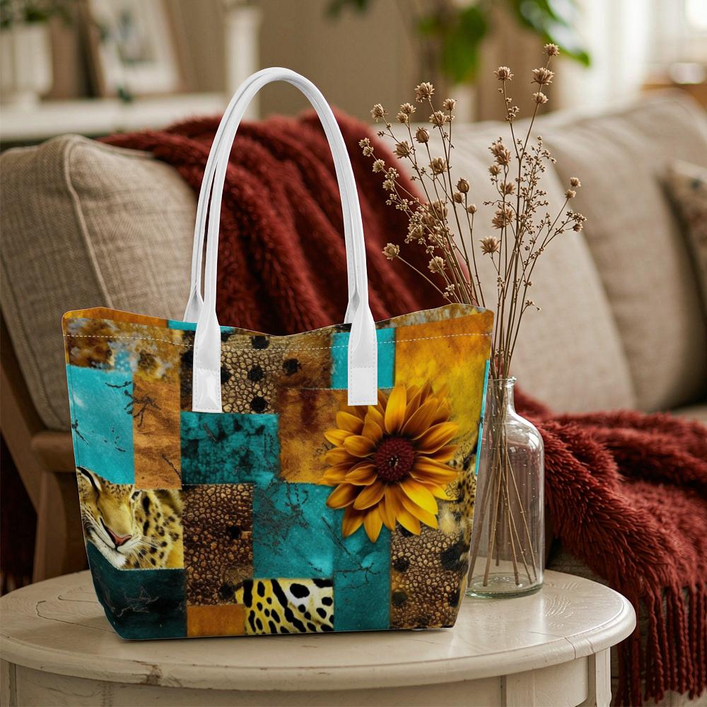 Sunflower Pattern Tote Bag Fashion Casual Large Capacity Ladies Daily Handbag 