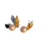 Exquisite Champagne Color Leaf Pearl Earrings For Women Vintage Temperament Plants Leaves Earrings Casual Party Accessories Gift