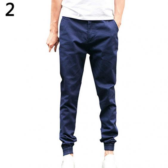 MAITA Fashion Cool Men Solid Color Slim Fit Casual Skinny Pencil Pants Trousers