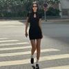 European Style 2026 Spring Sexy Slimming Short Sleeve Hollow Bodycon Dress