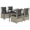 VidaXL Garden Dining Set and Cushions 5 Pcs Light Grey Rattan 3263030
