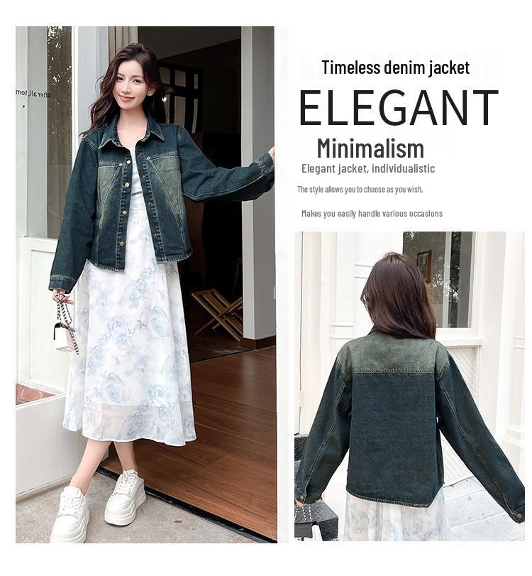 Autumn Korean Retro Slimming Denim Jacket for Women