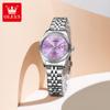 OLEVS 3705 Elegance Women Brand Quartz Movement Watch Sparkling Zirconia Calendar Window Stainless Steel Strap Luminous Watch