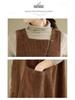 2025 Winter Women's Long Loose Fit Washed Cotton Corduroy Skirt with Square Neck and Slit, Stylish and Slimming Design