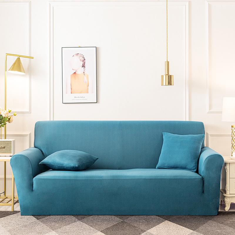 Nordic Knitted Stretch Sofa Slipcover - Solid Color, Anti-Slip, Full Wrap