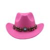 European and American New Western Cowboy Hat Woolen Jazz Top Hat Men and Women's Ethnic Style Big Eaves Hat Autumn and Winter Felt Hat
