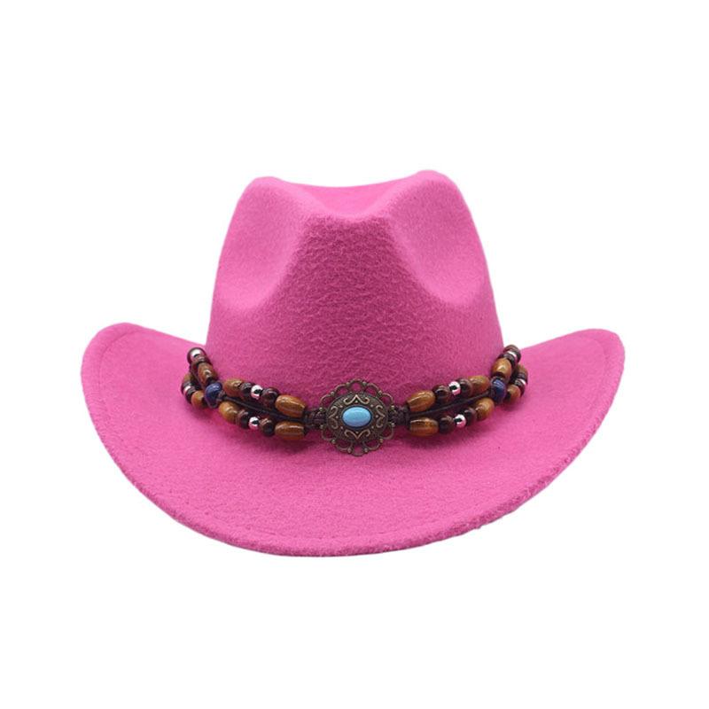 European and American New Western Cowboy Hat Woolen Jazz Top Hat Men and Women's Ethnic Style Big Eaves Hat Autumn and Winter Felt Hat