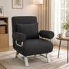Single Sofa Bed, 3-in-1 Convertible Folding Chair Bed with Adjustable Backrest, Removable Armrests, Black