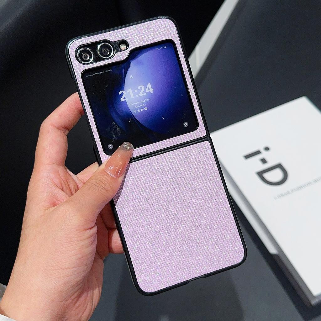 For Samsung Galaxy Z Flip7 FE 5G/Z Flip6 5G Case Two-Piece Leather+PC Phone Cover Pearl Cross Pattern