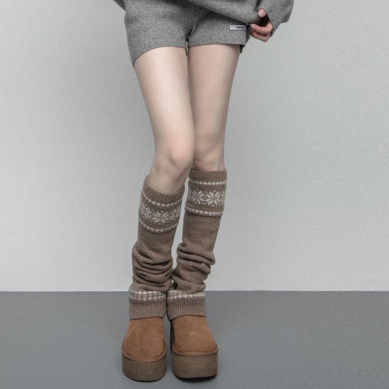 Winter Knitted Leg Warmers Women Warm Knitted Foot Cover Knee Socks Girls Long Socks Stockings Leg Warmers Autumn Sock Korean