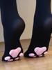 1 Paar Damen Niedliche Katzenpfotenmuster Oberschenkelhohe Socken, Weiche Hochelastische Süße Strumpfwaren für den Alltag & Valentinstagsdate |