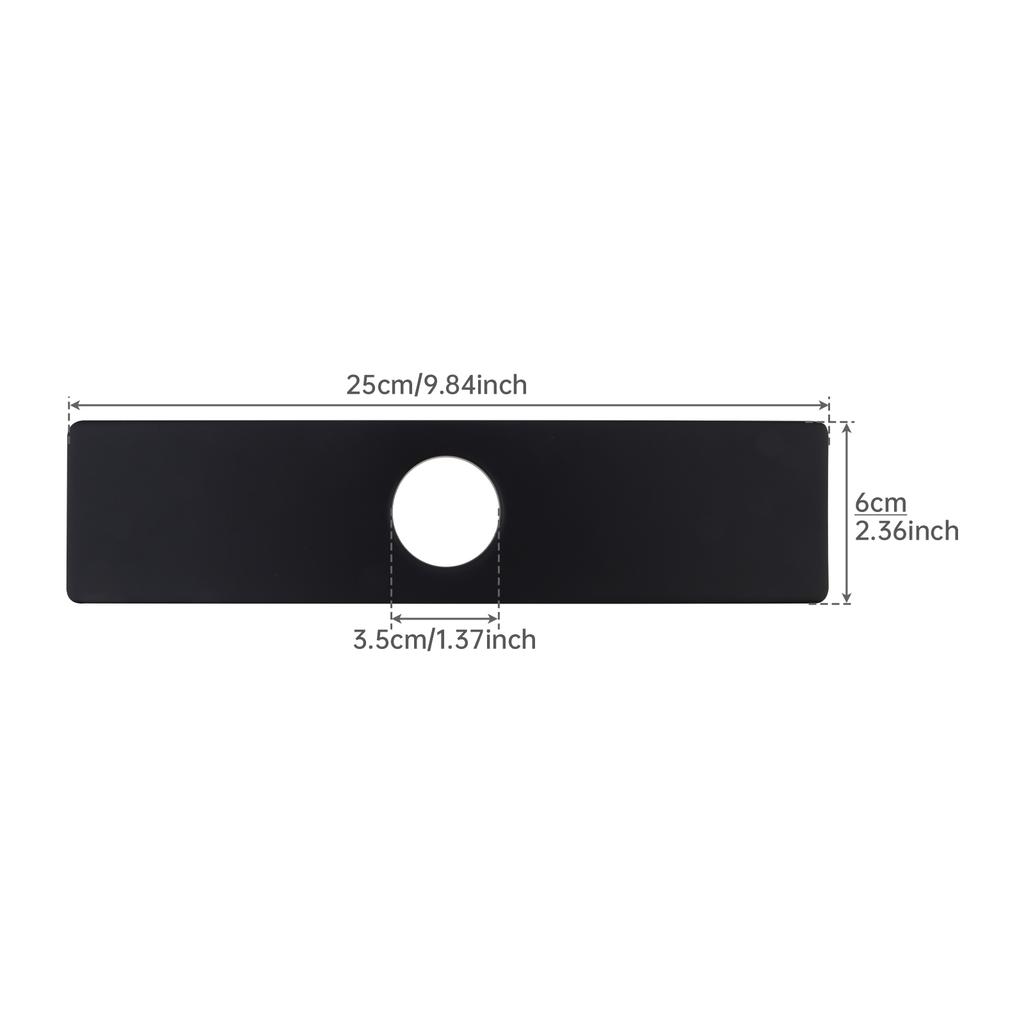 Black Silver 1 or 3 Hole Long Rectangle Faucet Cover Plate Escutcheon for Bathroom Kitchen Vanity Sink