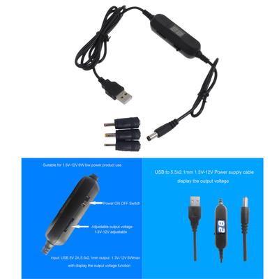 USB 5V To DC 1.5V-12V USB Voltage Step Up Converter Cable Volt Transformer Power Regulator Line with LED Display for Toy