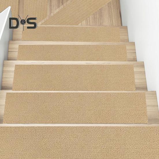 Stair Mat Self Adhesive Non-slip Washable Wear-resistant Contrast Color Wood Stair Protection Reduce Noise Stain Resistant Step Rug Safety Mute Floor