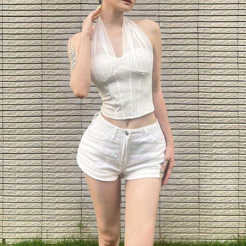 Pure Desire Style Cross-Border Hot Selling Season Women's Clothing Halterneck Perspective Crop Top Sexy Sexy Night Show Short Tops Women