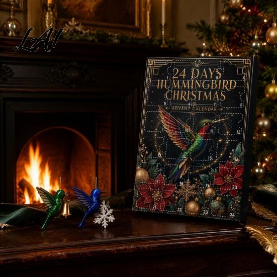 Hummingbird Advent Calendar Hummingbirds 2026 24 Days Christmas Countdown with Unique Holiday Gifts Pcs 2D Acrylic Ornaments for Bird Lovers,