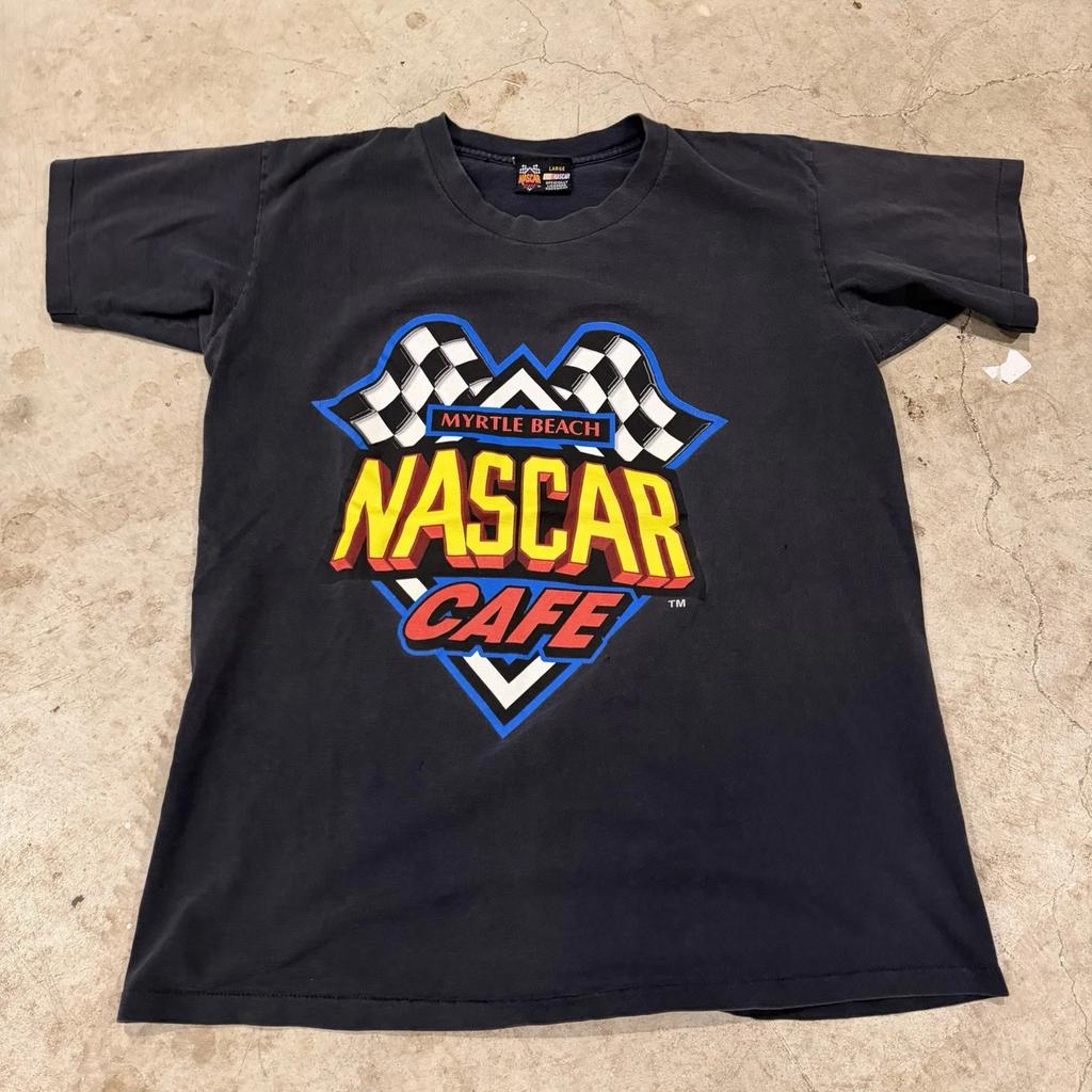 Vintage Nascar Cafe Myrtle Beach Speedway 90s Racewear Mens Larg T-Shirt Tee Faded