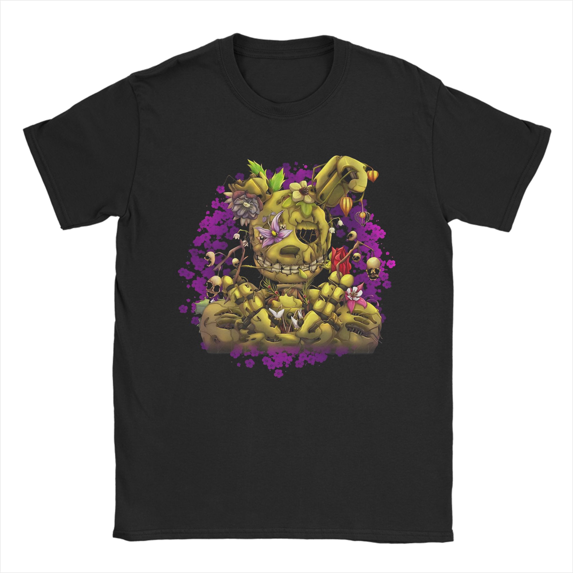 

Чоловіча футболка FNAF At Freddys Springtrap Повсякденна Чиста бавовна Футболки з коротким рукавом Круглий комір Одяг Великий розмір M
