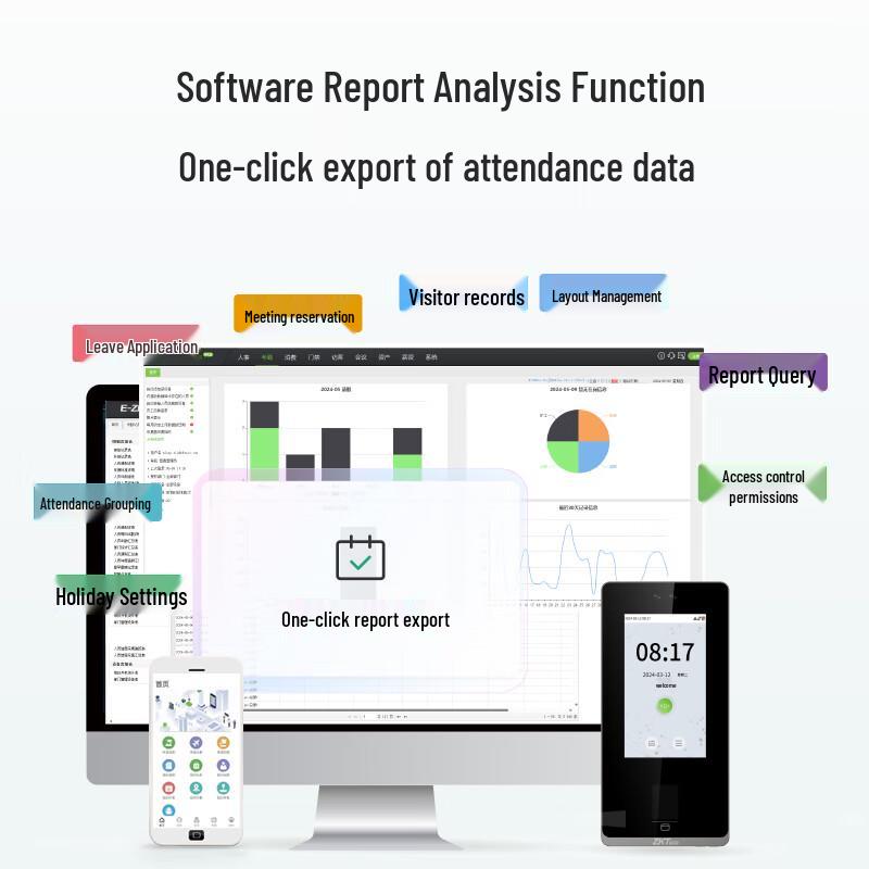ZKTECO zFace1300 Dynamic Face & Fingerprint Access Control System CN plug (adapter included)