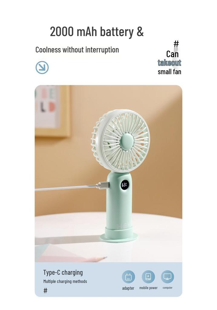 Smart USB Rechargeable Handheld Mini Fan with Digital Display