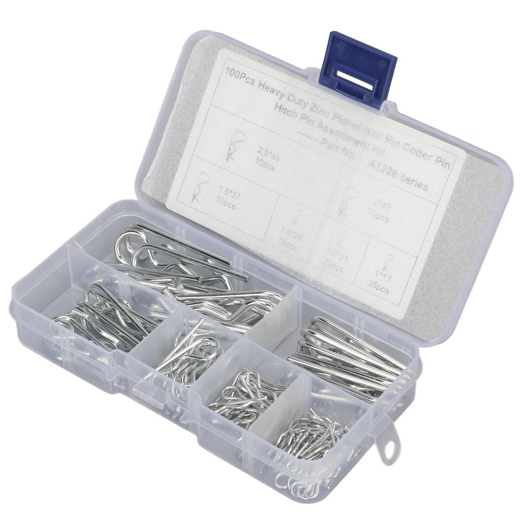 100PCS R Clip Assortment Kit Carbon Steel Hairpin Retaining Pin Clip M1 M1.2 M1.5 M1.85 M2 M2.5
