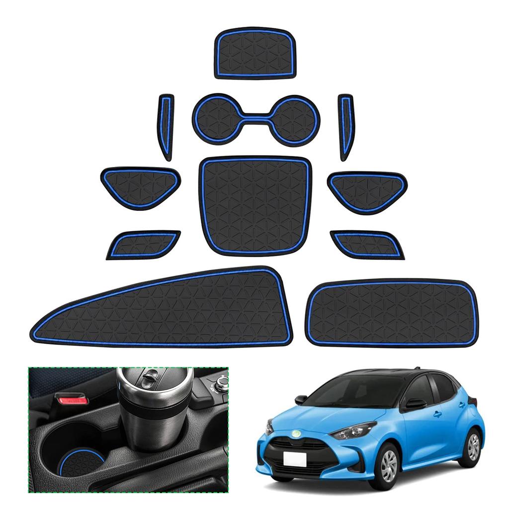 GAFAT Door Pocket Mats for Toyota Yaris 4th 2020 Model Current Rubber Drink of (10 Series, Generation, - Model), Mats, Soundproofing, Non-Slip,
