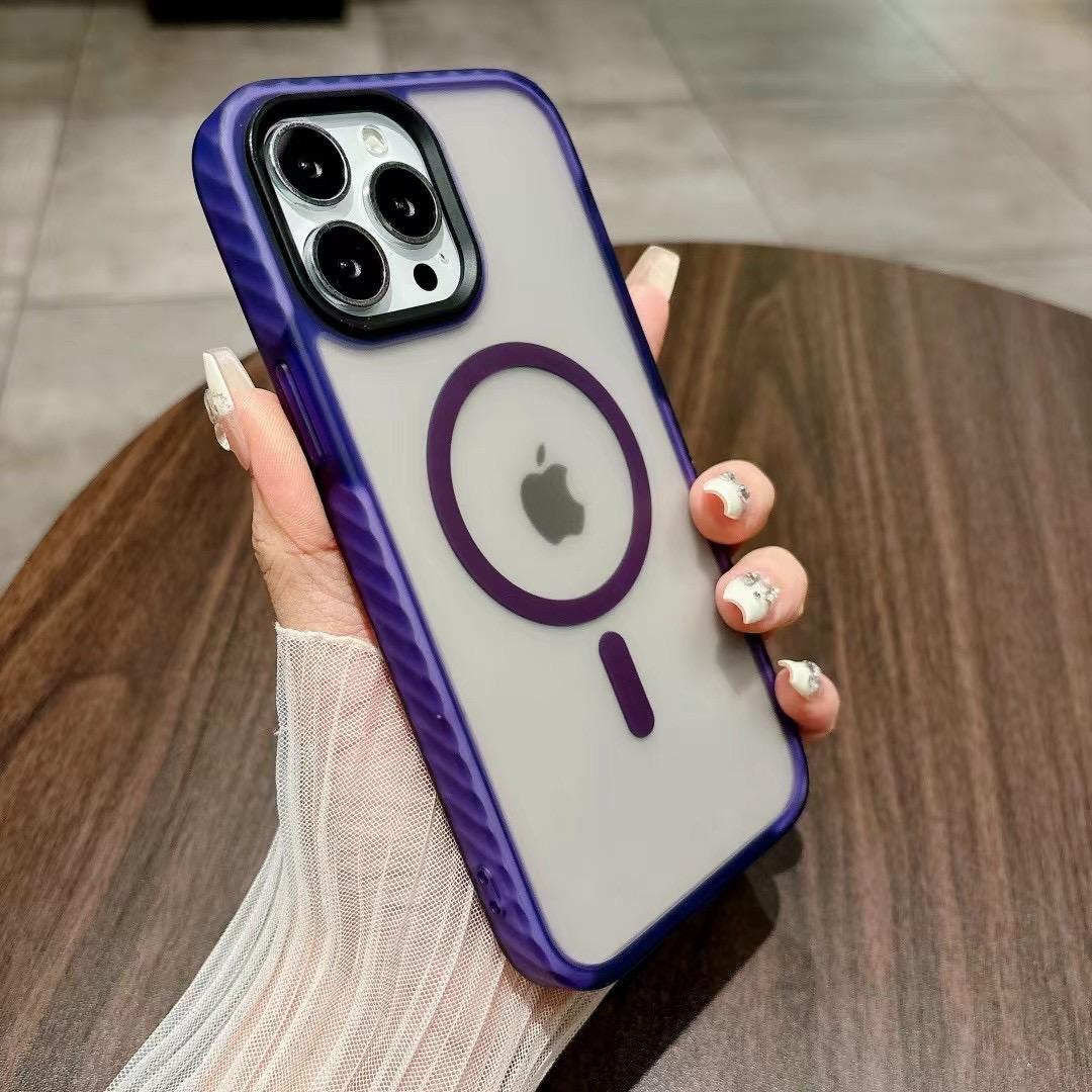 

Матовий чохол Magsafe із захистом від падінь для iPhone 16, 16ProMax, 13, 14Pro, 14, 15, 13Pro, 15ProMax, захисний чохол для бездротової зарядки For iPhone 16 Pro Max фіолетовий