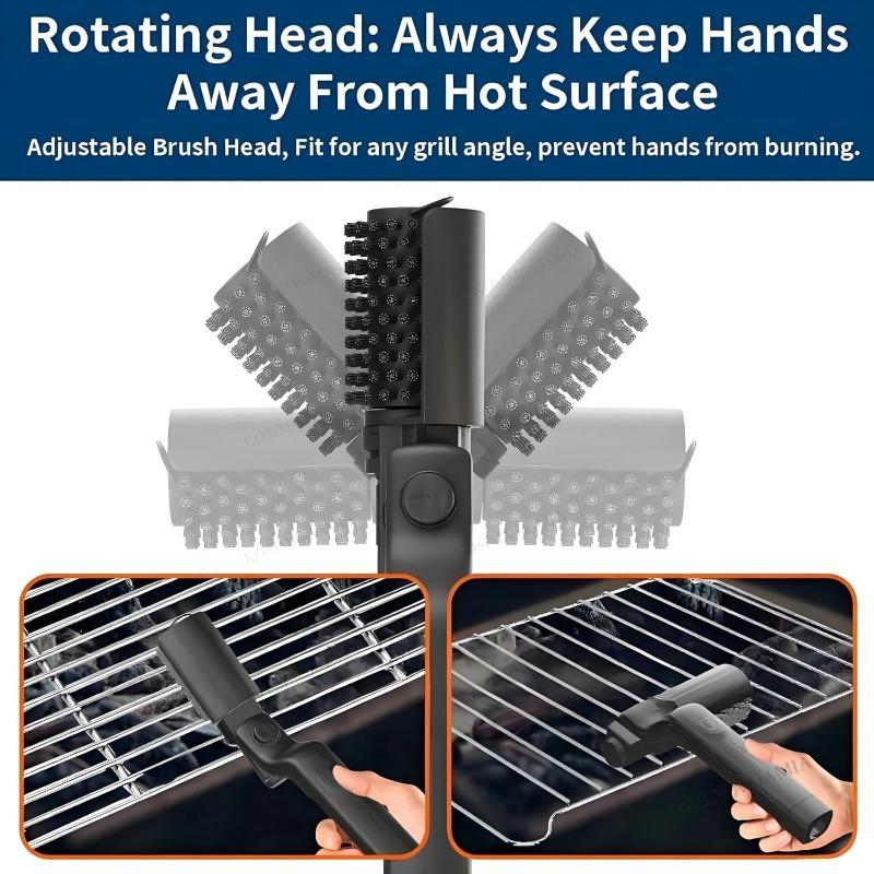 Electric Grill Cleaning Brush Rotary BBQ Cleaner Tool 3-Speed 2600mAh Cordless Rechargeable Adjustable Angle Gifts for Men/Dad