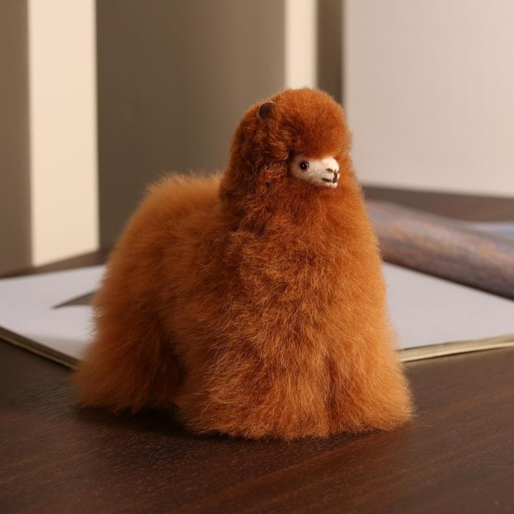 INJOI Alpaca Plush Toy, Fluffy and Cute, Handmade with Rare Natural Alpaca Fur, Perfect for Anniversaries and Special Occasions, As a Gift (15cm,