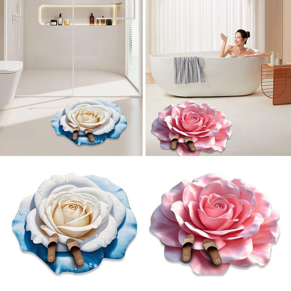 Special-shaped Flower Carpet Non-slip Soft Peony Floor Mat Absorbent 60x60cm Door Gasket for Living Room Tea Table Bedside