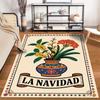 Blumenvase Druck Teppich mit "La Navidad" Text und festlichem Design Geeignet für den Einsatz als Anti-Rutsch für Wohnzimmer Schlafzimmer Sofas