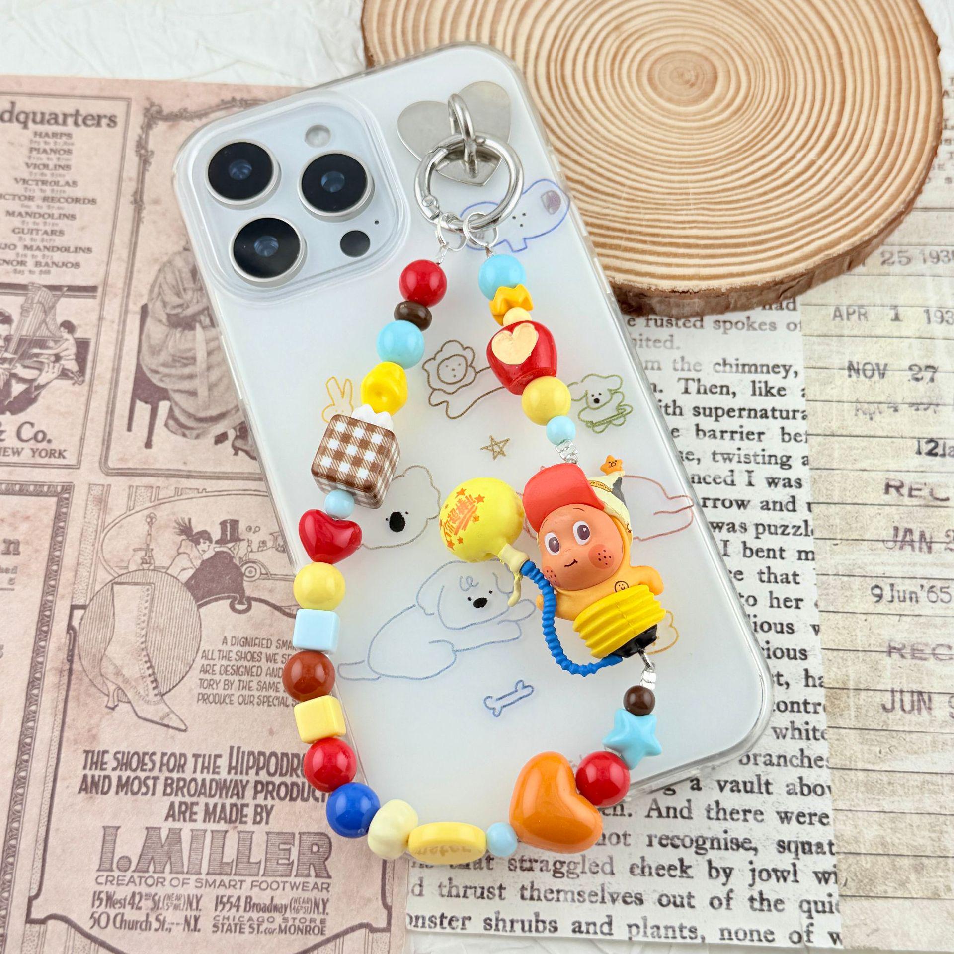 Star Person Phone Charm: Beaded Doll Pendant Keychain  Phone Case Accessory Gift.