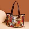 Cross-Border Patchwork Color-Block Tote: Large Capacity 3D Handbag for Moms