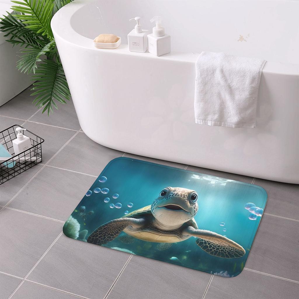 1PC Sea Turtle in Underwater Kitchen Rug Non-Slip Door Mat Pop design Bathroom Rug Bath Mat Carpet for Home Sink Laundry Decor