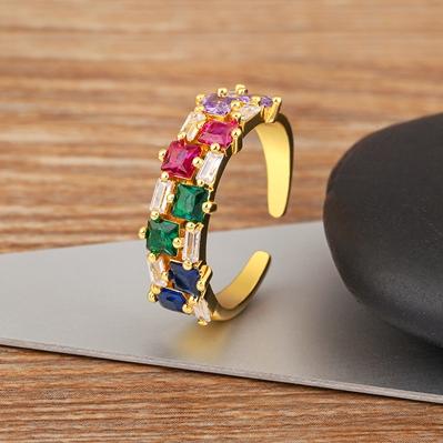 

Nidin New Fashion Double Layers Zircon Inlaid Opening Rings Adjustable 3 Colors For Young Girls Wedding Party Luxury Accessories