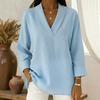 Loose Comfortable V Neck Long Sleeve Casual Pullover T Shirt