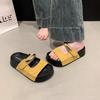 Thick-soled heightening one-word slippers for women to wear spring and summer seaside beach cool slippers