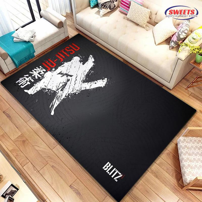 Jiu-Jitsu Warrior Japanese Bjj Gi &Black Belt Mma Carpet for Home Living Room Bedroom Sofa Doormat Floor Rug Anti-slip Decor Mat