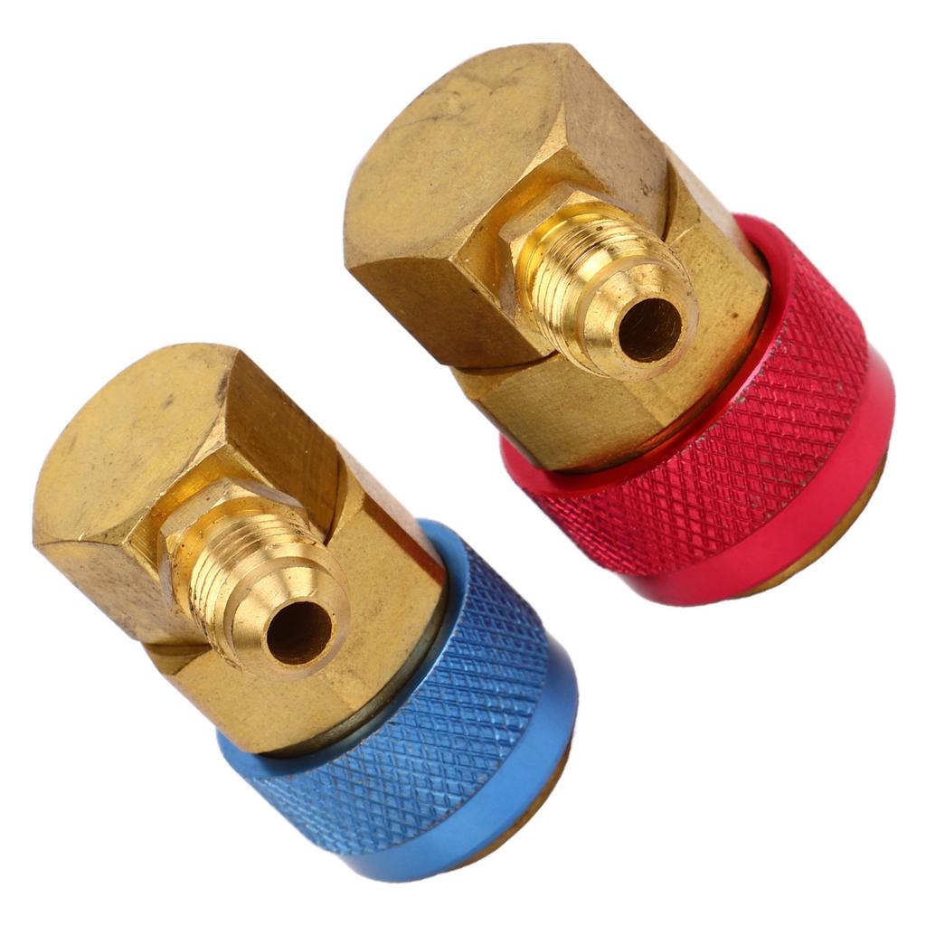 2 Pcs AC Quick Coupler Connector Manifold Fluoride Converter Adapter for R134a System Car
