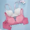 Seamless Girly Bow Lace Gathered Bra with Thin Top and Thick Bottom Side Lift and Anti-sagging Bra
