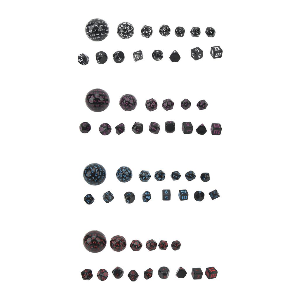 15Pcs Polyhedral Dice Set Acrylic D3 to D100 Table Gaming Dices for Role Playing Table Games Party S