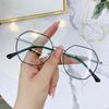 Unisex Octagonal Metal Frame Glasses with Anti-Blue Light and Myopia Prescription.