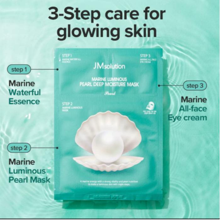 JMSOLUTION Marine Luminous Pearl Tiefenfeuchtigkeitsmaske, 10 Stück × 2 Schachteln