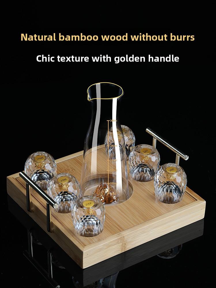 Creative Diamond Jinshan White wine Cup set home gold leaf crystal glass wine divider small mouth wine cup gift box for birthday