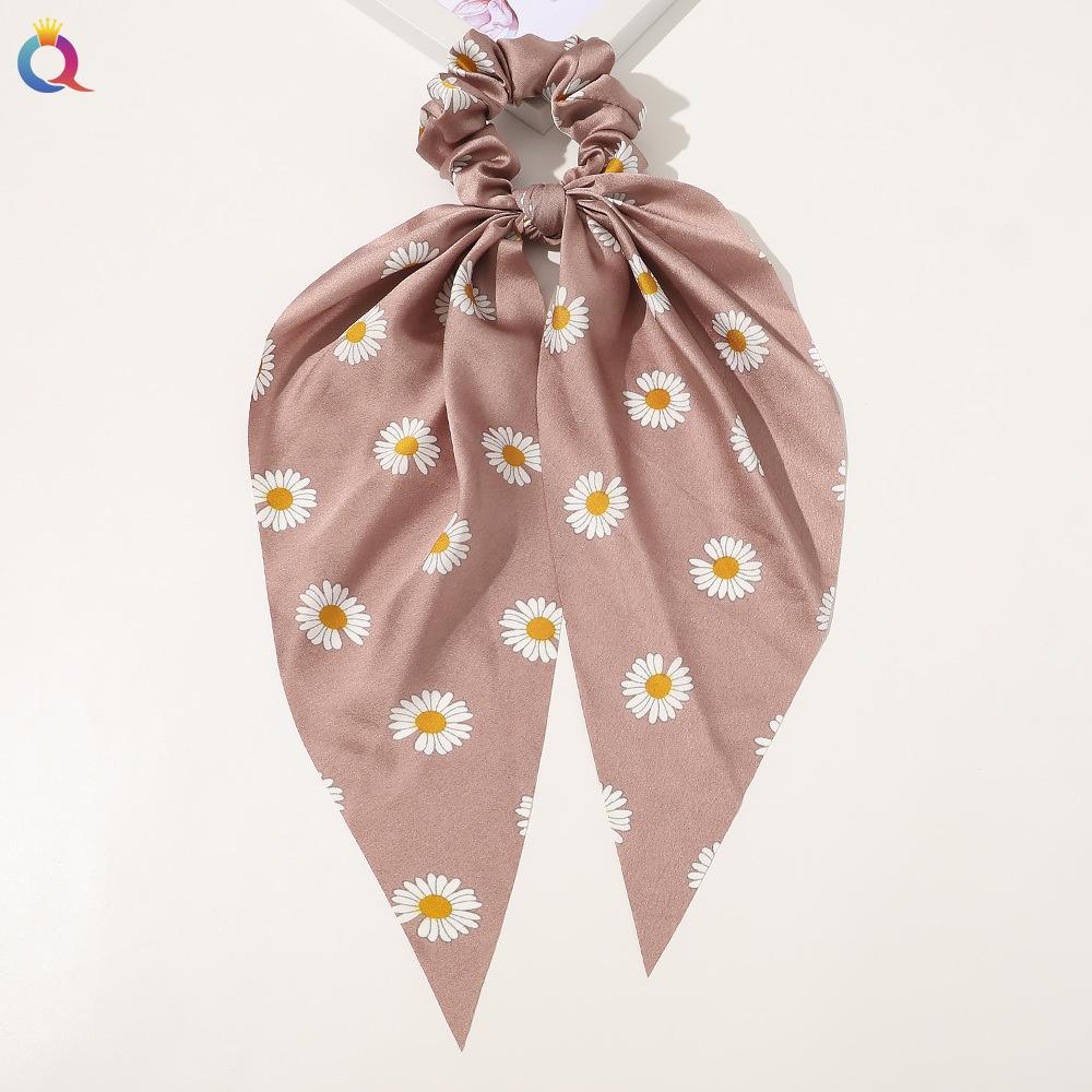 New Floral Print Scrunchies Chiffon Bow Elastic Hair Bands Women Hair Ties Rubber Bands Ponytail Scarf Fashion Hair Accessories
